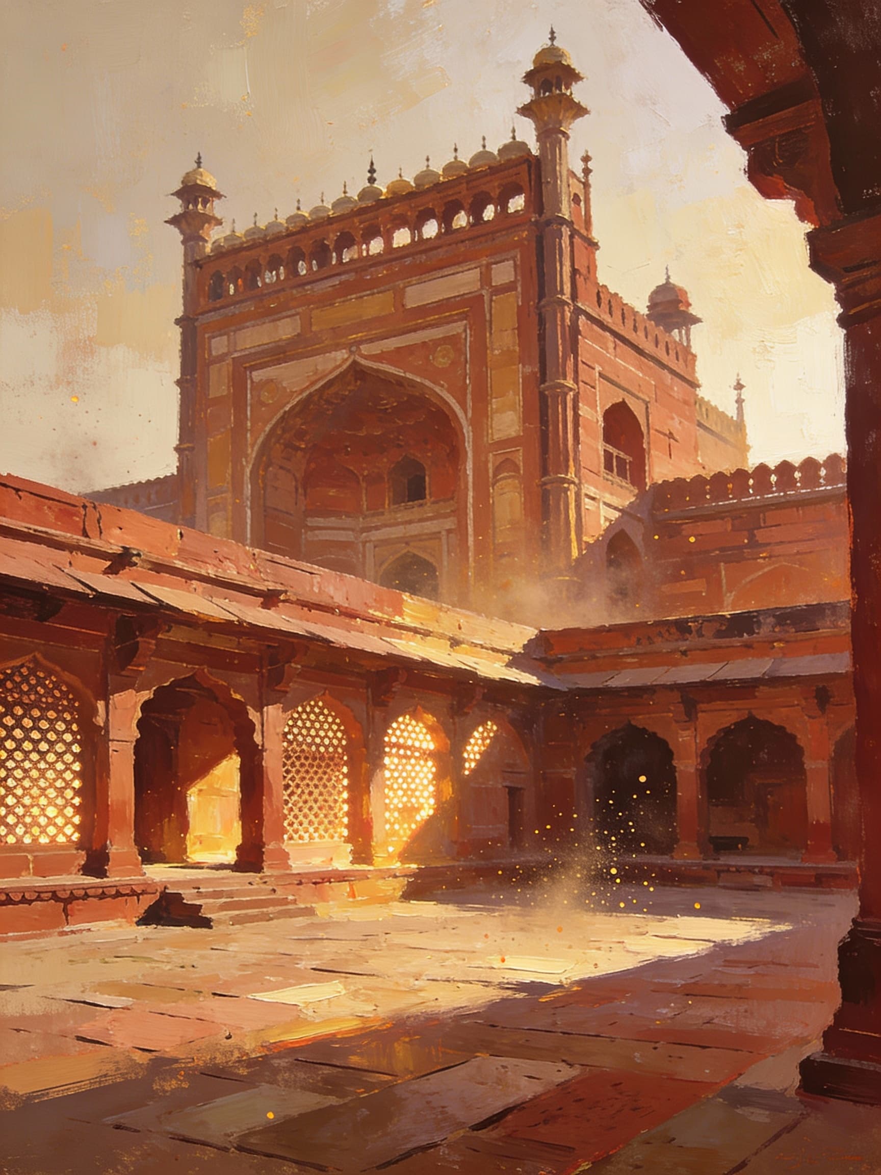 Red sandstone fort courtyard, Fatehpur